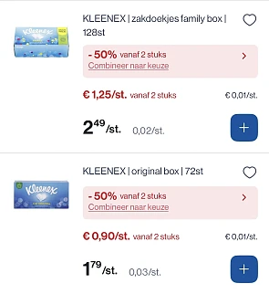 Kleenex zakdoekjes box met dubbel korting