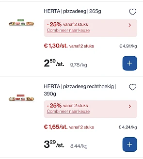 herta pizzadeeg mooie korting reactieAlbert Heijn