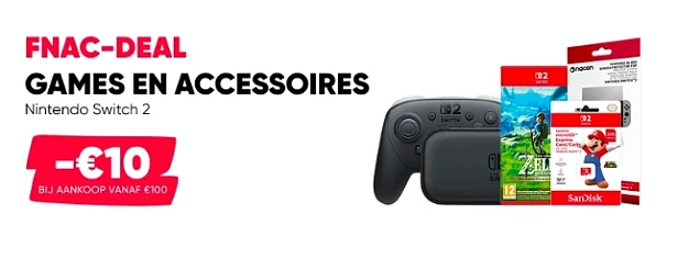 €10 korting bij aankoop vanaf €100 aan games en accessoires voor Nintendo Switch 2!