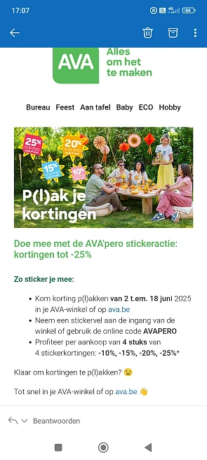 Ava tot 25% korting
