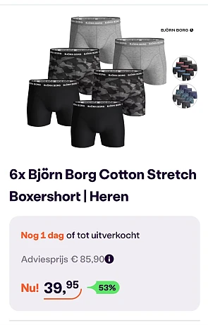 6x Björn Borg boxershort -53% op ibood.com