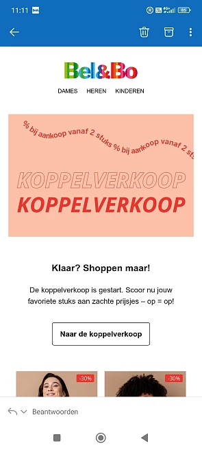 Koppelverkoop tot -50% bij bel&bo