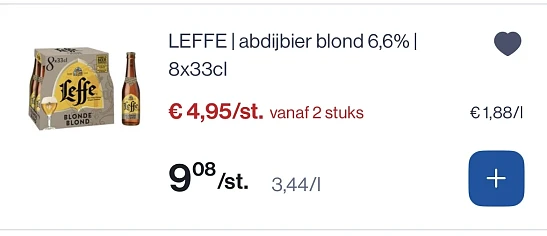 Verschillende Leffe - 50% reactie Carrefour 2+2