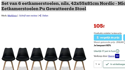 Set van 6 eetkamerstoelen (zwart)