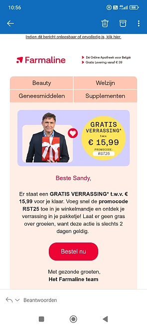 GRATIS VERRASSING t.w.v. € 15,99 bij farmaline