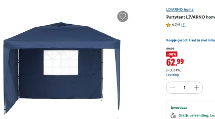 Livarno Home partytent met 30% korting bij Lidl