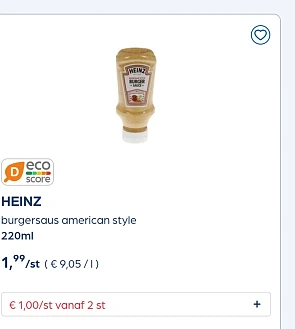 Veschillende heinz sauzen 220ml 50% goedkoper