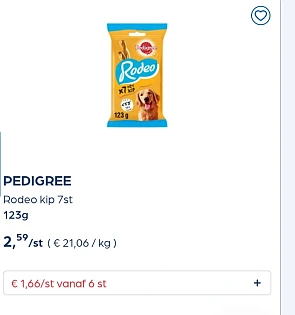 Pedigree rodeo kip 7st 123g goedkoper