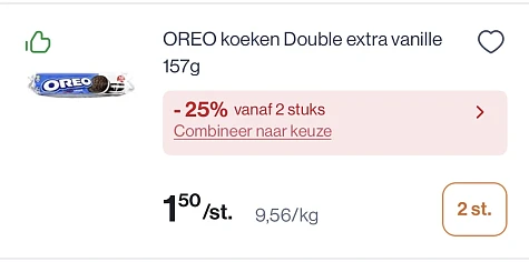 Oreo koeken double extra vanille goedkoper