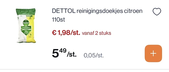 Dettol reinigingsdoekjes Citroën veel goedkoper