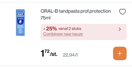 Oral b tandpasta prof protection 75 ml mooie promo