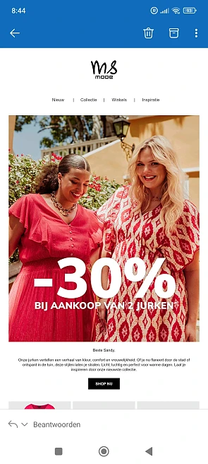 -30% op de 2e jurk bij ms mode