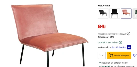 Kick fauteuil Velvet Lola