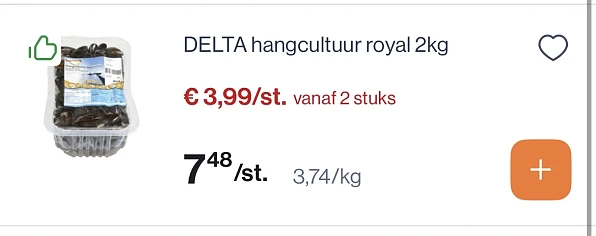 Delta hangcultuur mosselen Royal 2 kg veel goedkoper