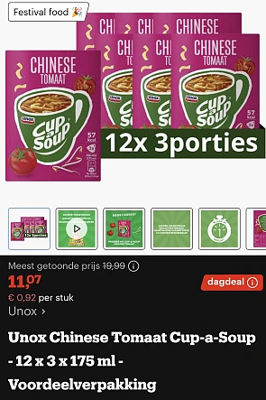 Unox chinese tomaat soep 12x3 -175ml bij bol.com