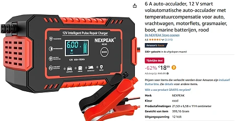 auto acculader bij amazon