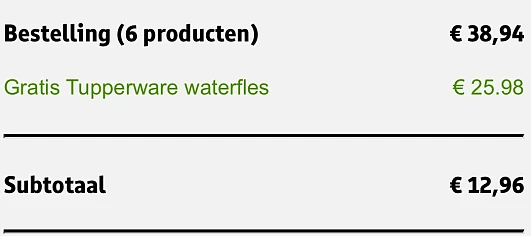 gratis Tupperware waterfles bij aankoop
