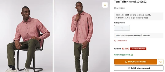 Tom Tailor hemd heren €15,00 maat S 🌎 A.S. Adventure