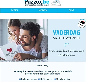 Pazzox: gratis verzending of gratis product of €5 korting