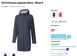 Crivit regenjas Navy maat S
