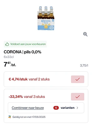 Super koopje op corona 0,0% met bonnen en korting