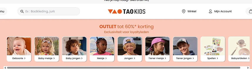 Tot -60% op baby & kids kleding, speelgoed en accessoires bij TAO Kids