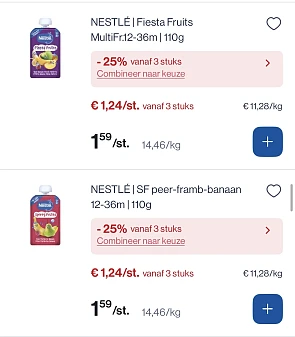 Nestlé knijpzakjes 🔹 dubbele korting bij Collect&Go