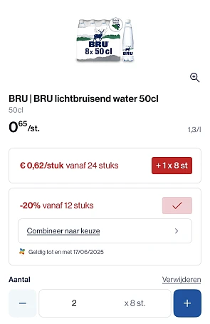 Bru lichtbruisend water 50 cl goedkoper met korting + coupon