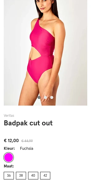 Badpak fuchsia €12 bij veritas.be