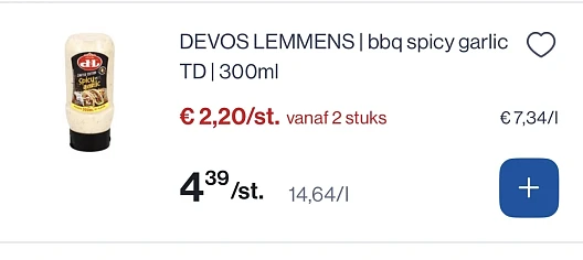 Devos lemmens bbq spicy garlic 300 ml -50%