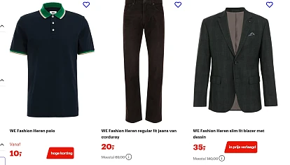 WE fashion koopjes voor heren bij bol met kortingen tot 75 procent