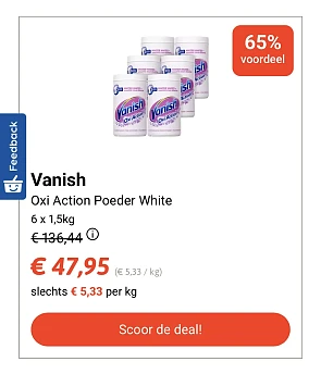 Vanish oxi action poeder white 6x1,5 kg -65% voordeel bij collect en go deals