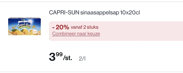 Capri Sun goedkoper met korting bovenop reactie Kruidvat