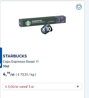 Starbucks caps goedkoper