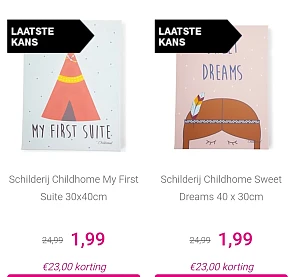 Babykamer schilderijen en andere laatste kans artikelen