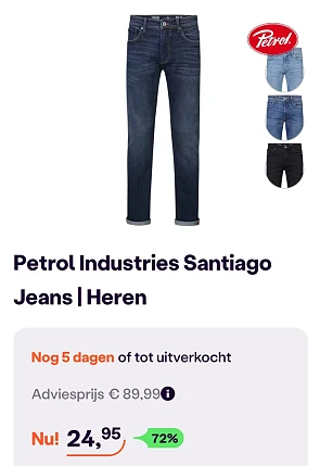 Petrol jeans -72% op ibood.com