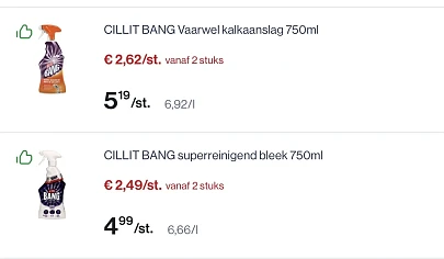 Cillit bang producten -50% reactie op carrefour