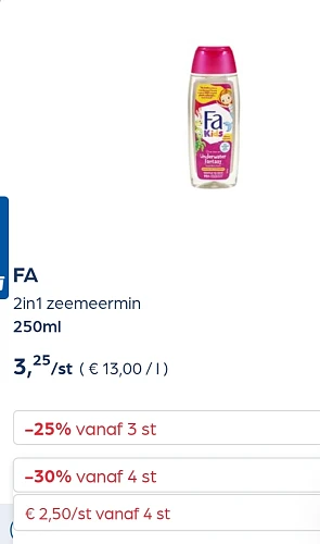 Fa douche, deo -30% extra