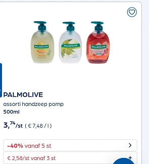 Palmolive handzeep pomp -40% extra