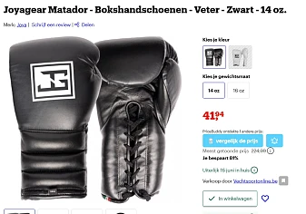 Joyagear Matador - Bokshandschoenen - Veter - Zwart