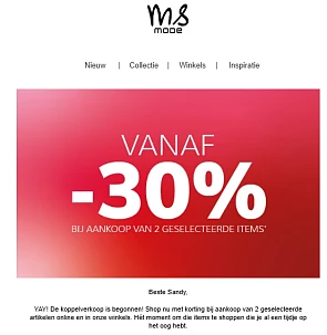 Koppelverkoop: 30% korting bij ms mode