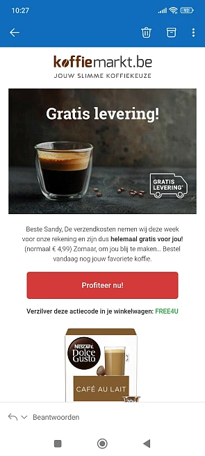 Gratis verzending bij koffiemarkt