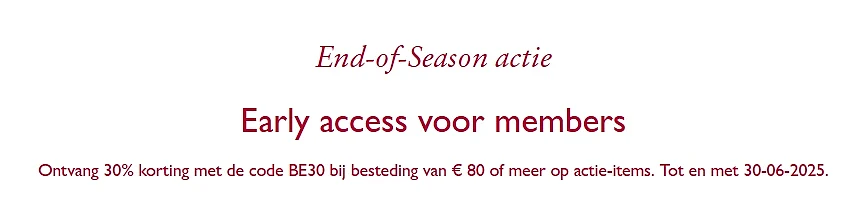 30% korting met de code BE30