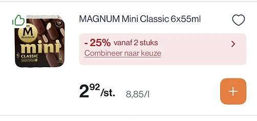 Magnum goedkoper + korting -25% reactie Delhaize 1+1