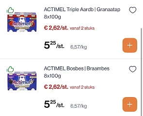 Actimel 8x100 gram -50% reactie Delhaize 1+1