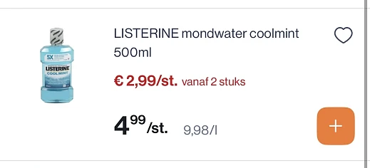 Listerine goedkoper reactie Delhaize 1+1