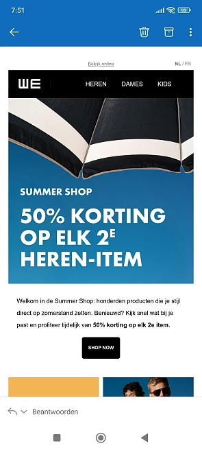 We: -50% op elk 2e heren-item.