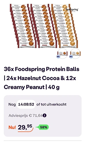 36x foodspring protein balls -58% op ibood.com
