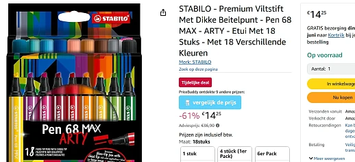 STABILO Premium viltstiften (18 stuks) nu voor €14,25 ipv €36,90 bij Amazon NL