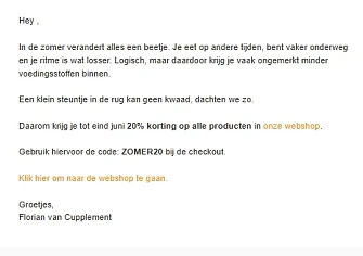 20% korting bij cupplement